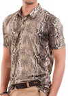 Brown Snake Foil Spandex Polo