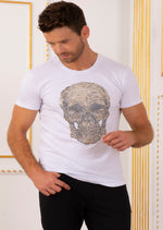 White Gold Skull Rhinestone Tee