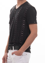 Black Silver Wave Silicon Studded Tee