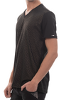 Black Round Silicon Studded Tee