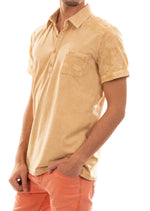 Beige Washed Lace Detailed Polo