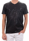 Black Wave Print Linen Tee