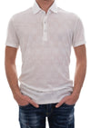 White Emboss Square Knit Polo