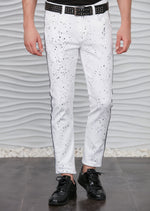 White Houndstooth Paint Jeans