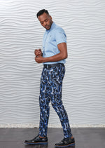 Blue Chain Tessel Print Pants