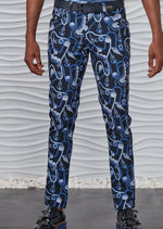 Blue Chain Tessel Print Pants