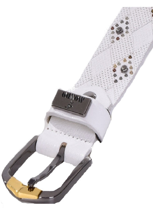 White Diamond Embossed Studded Belt