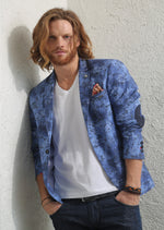 Blue Micro Floral Print Blazer