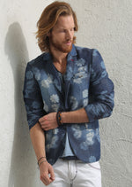 Blue Floral Lightweight Denim Blazer