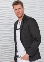 Black Quilted Zipper Blazer