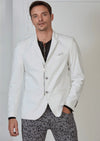 White Quilted Zipper Blazer