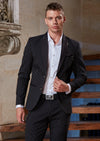 Black Stripe Stretchy 2-Pieces Suit