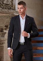 Black Stripe Stretchy 2-Pieces Suit