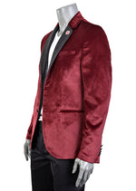 Burgundy Velvet Snake Pattern Blazer