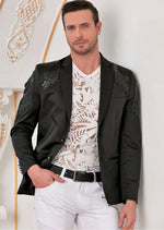 Black Laser Baroque Studded Blazer