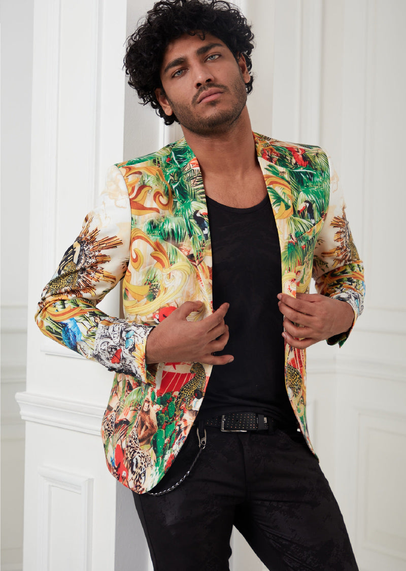 Gold "The Paradise" Print Blazer