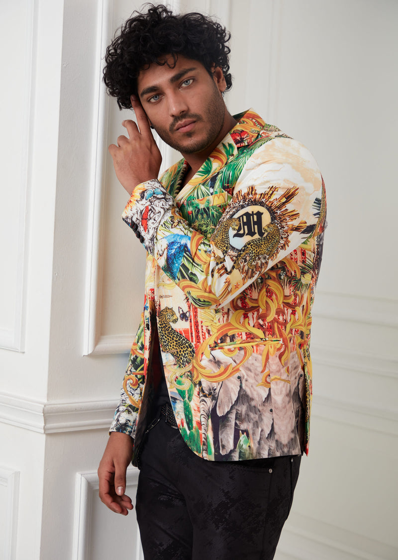 Gold "The Paradise" Print Blazer