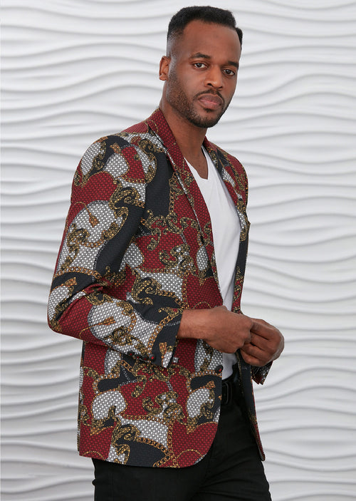 Gold Burgundy Chain Baroque Blazer