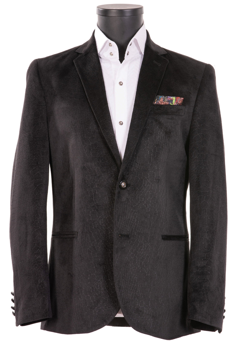 Black Snake Pattern Velvet Blazer