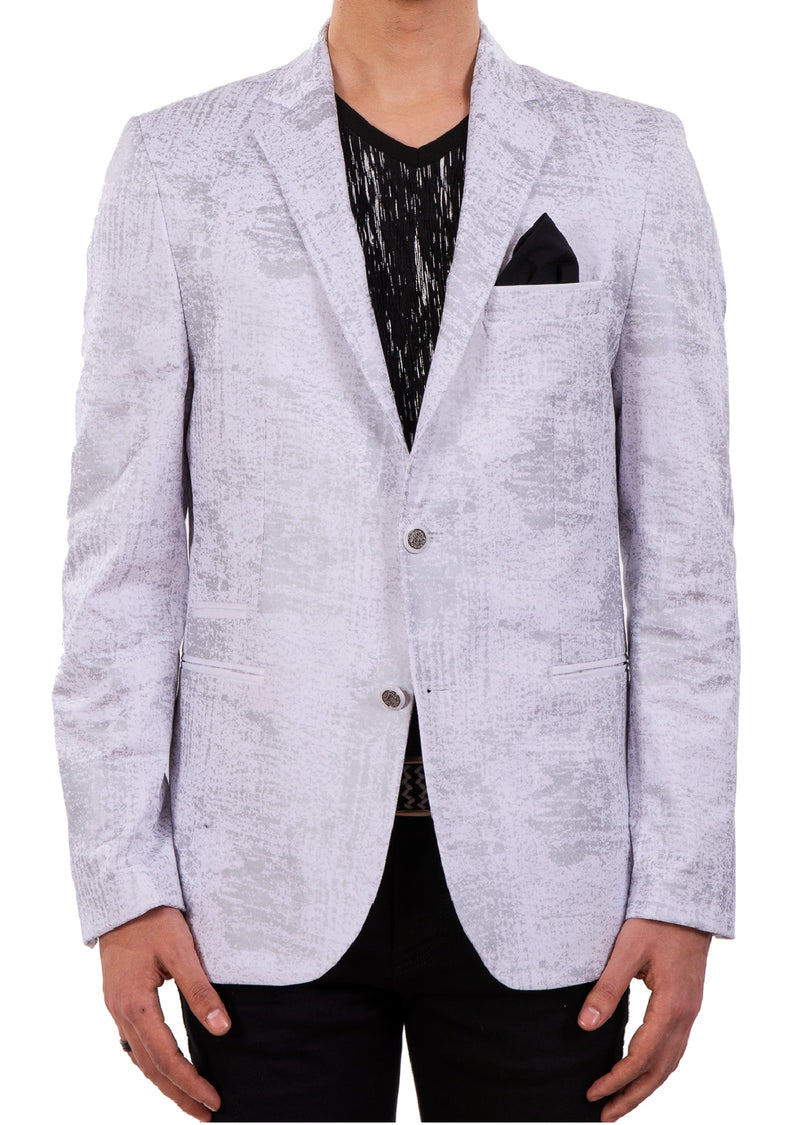 White Silver Foil Blazer