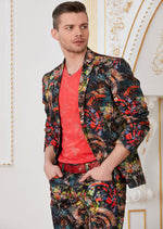 Red Abstract Print 2-Pieces Suit