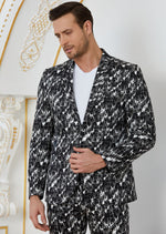 Black Houndstooth Print 2-Pieces Suit