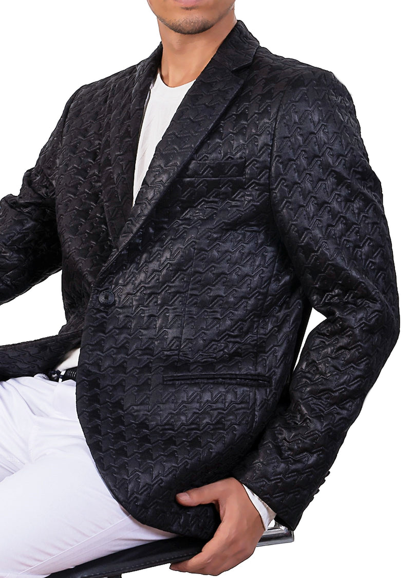 Black Houndstooth Emboss Blazer