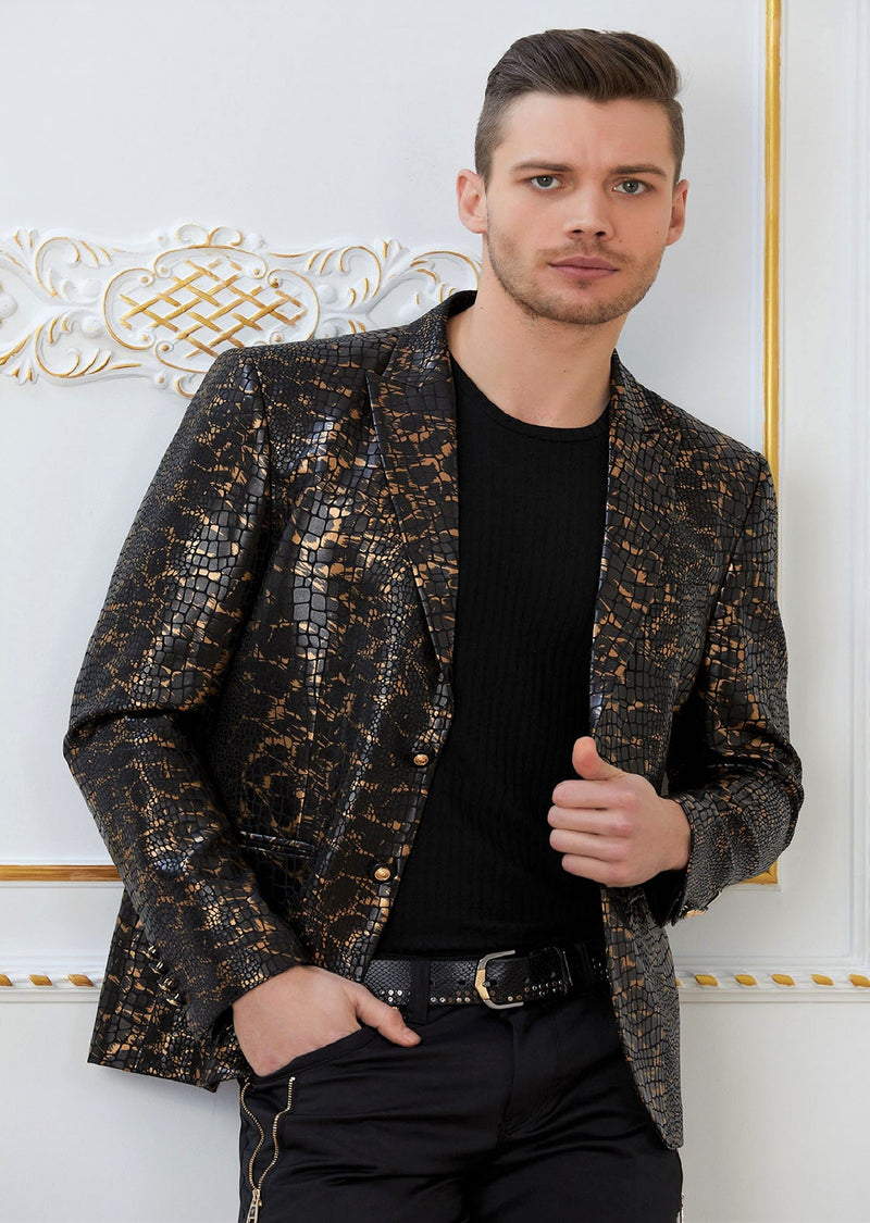 Black Bronze Snake Print Blazer