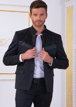 Black Silver "Meander" Rhinestone Blazer