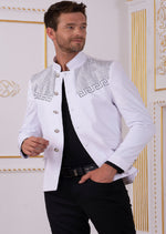 White Silver "Meander" Rhinestone Blazer