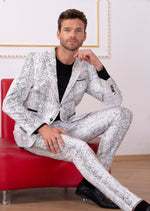 White Black Snake 2-Pieces Suit