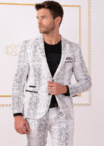 White Black Snake 2-Pieces Suit