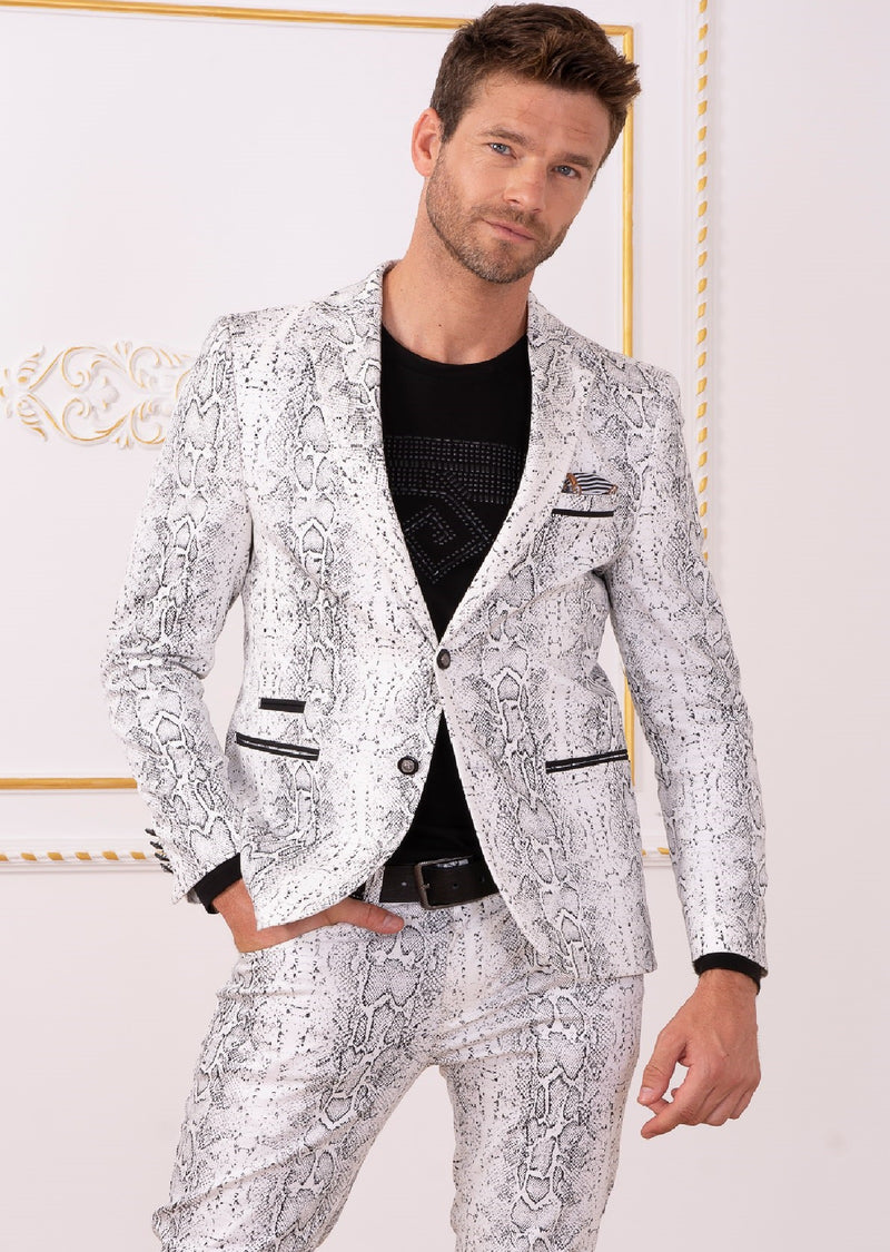 White Black Snake 2-Pieces Suit