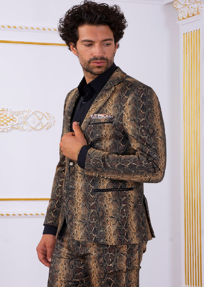 Black Brown Leopard 2-Pieces Suit