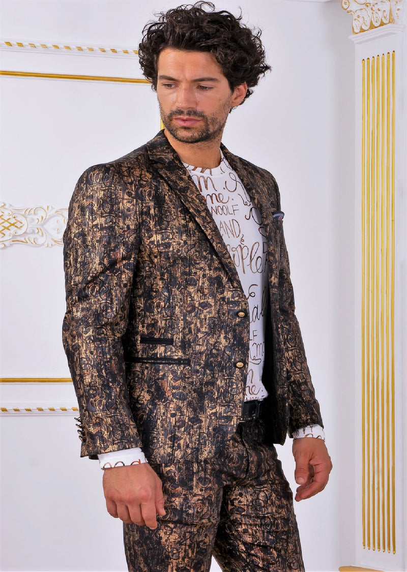 Brown Bronze Metallic 2-Pieces Suit