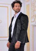 Black Silver Glittered Velvet Blazer