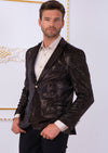 Brown Metallic Polkadot Velvet Blazer