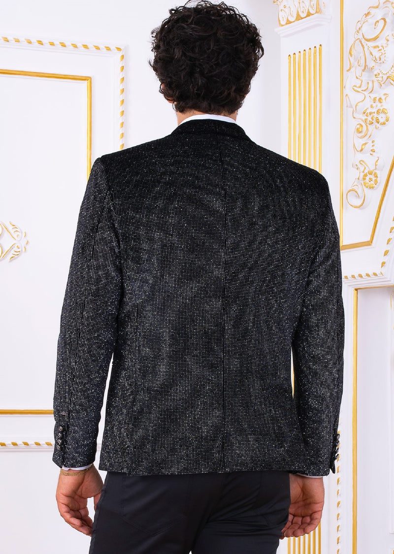 Black Silver Micro Velvet Blazer