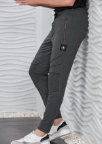 Gray Luxe Ribbed Panel Jogger Pants