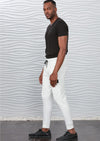 White Luxe Zipper Jogger Pants