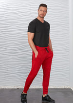 Red Luxe Zipper Jogger Pants