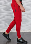 Red Luxe Zipper Jogger Pants