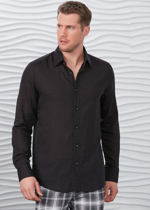 Black "Circle" Laser Cut Voile Shirt