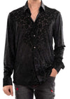 Black Floral Burnout Velvet Shirt