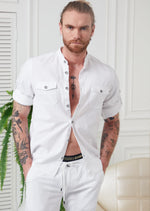 White Linen-Blend Shirt Jacket