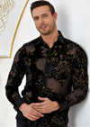 Black Gold Leaf Velvet Shirt