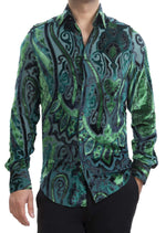 Green Motif Velvet Sheer Shirt