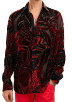 Red Palm Velvet Sheer Shirt