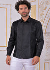 Black Paisley Studded Jacquard Shirt