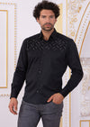 Black Silver "Upper Panel" Rhinestone Shirt